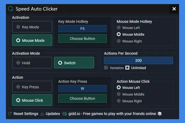 Op Auto Clicker on CPS test